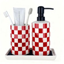 Bathroom Toothbrush Holder Set, Ceramic Soap Dispenser and Tooth Brush Holder...