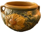 Vtg Roseville Pottery Peony Jardiniere Handled Bowl Vase 661-4 USA  Nice Art