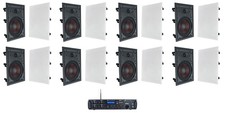 Rockville Rock Zone 8 Channel Receiver 16 8" In-Wall Speakers For Restaurant