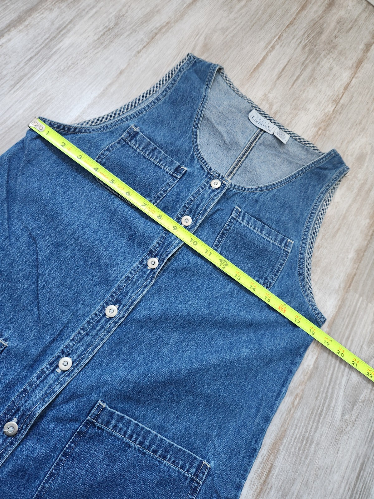 VTG Basic Editions Button Up Blue Denim Midi Dres… - image 6