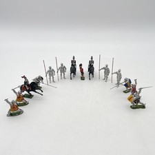 Vintage Lead Knight Toy Soldier Figures Lot Painted Medieval Cavalry Set