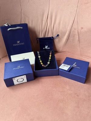 Swarovski Armbänder Bernstein gemischt geschnitten goldfarben bunt mit Boxe