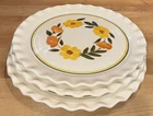 3 Stangl Pottery 10 1/2” Scallop Edge Flower Sunshine Dinner Plates