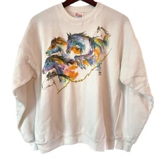 Vintage 90’s Horse Art Stand Out Crewneck Sweatshirt XL Worn