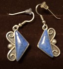 Vintage Southwestern Bohemian Lapis Lazuli Sterling Silver Dangle Earrings — photo 1
