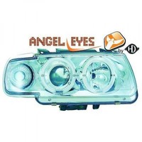 LHD Projektor Scheinwerfer Paar Angel Eyes Klar Chrom H1 H1 FüR VW Polo 94-99
