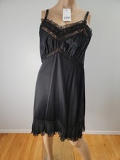 Vintage SEARS All Nylon Black Full Slip Lace Detail Size 38