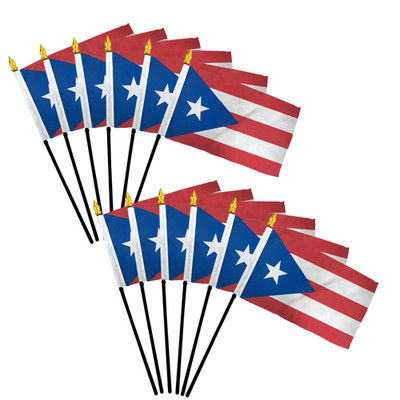 1 Dozen Puerto Rico Stick Flags 4x6in Handheld Puerto Rican US State Desk Flags