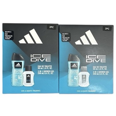 2 Adidas Ice Dive Gift Sets Cool & Aquatic Fragrance Cologne Shower Gel 2 Piece