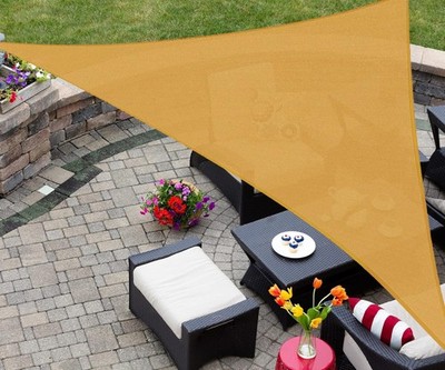 ASTEROUTDOOR SHADE SAIL TRIANGLE 16'x16x22.6' UV SUN BLOCK PATIO (BEIGE)