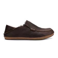 Olukai Mens Moloa Slippers Premium Leather Slippers 10252 - Dark Wood
