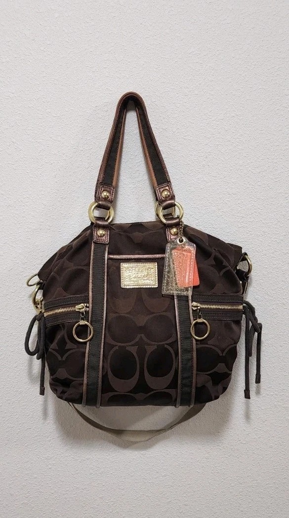 COACH POPPY DAISY #13843 Spotlight Dark Brown Pocket Tote Bag