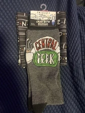 FRIENDS and Central Perk Pattern Mens Crew Socks Shoe Size 6-12 NEW With Bandana