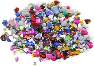 Assorted Crafting Gems in Bulk, Mixed Acrylic Flatback Rhinestones, Assorted Siz