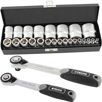 TECPO ZOLL WERKZEUG SATZ STECKSCHLÜSSEL NÜSSE NUSS SET + 1/2" 1/4" RATSCHE - Bild 1 von 4