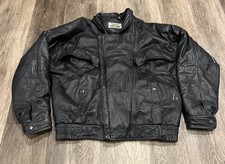 Vintage Pere Mar Genuine Leather Jacket Men s Size Large Black Full Zip Up