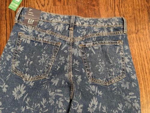 Gap Jeans Indigo Floral Print Girl's 16 Straight Leg Laser Denim Blue NWT - Picture 8 of 9