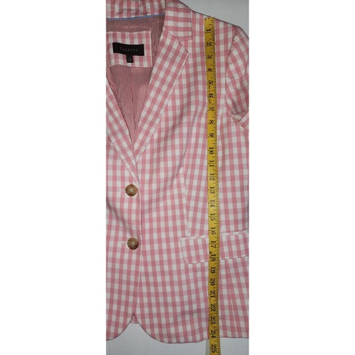 Talbots Pink Gingham Blazer Cotton Blend Business Casual Jacket Size 10 - Picture 7 of 9