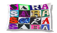 SARA Personalized Pillowcase featuring photos of actual sign letters