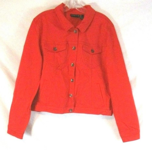 Susan Graver Twill Jean Jacket Sz L Red 