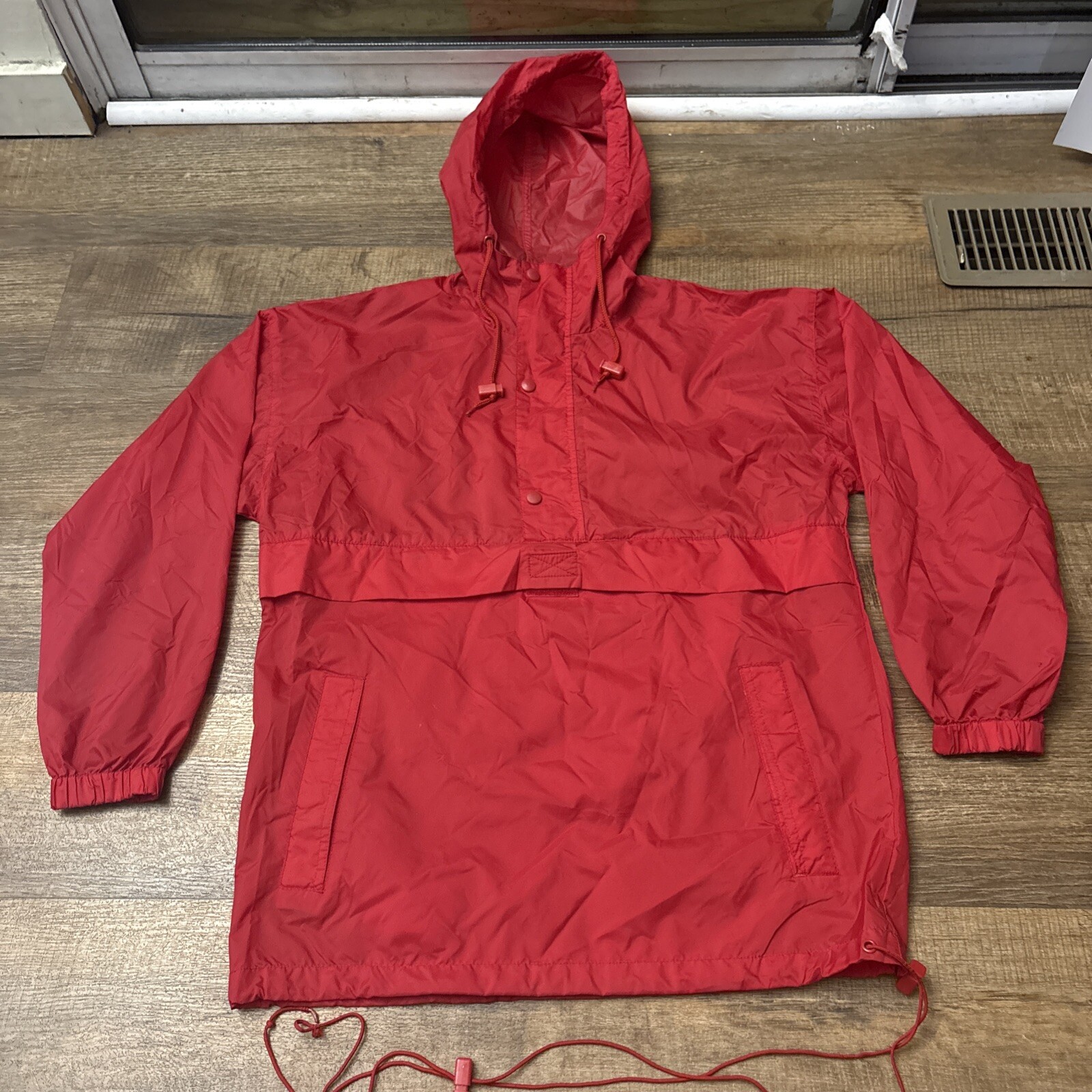 FILA Giacca a vento vintage J Crew antipioggia uomo XS ROSSO Anorak pullover remi nylon