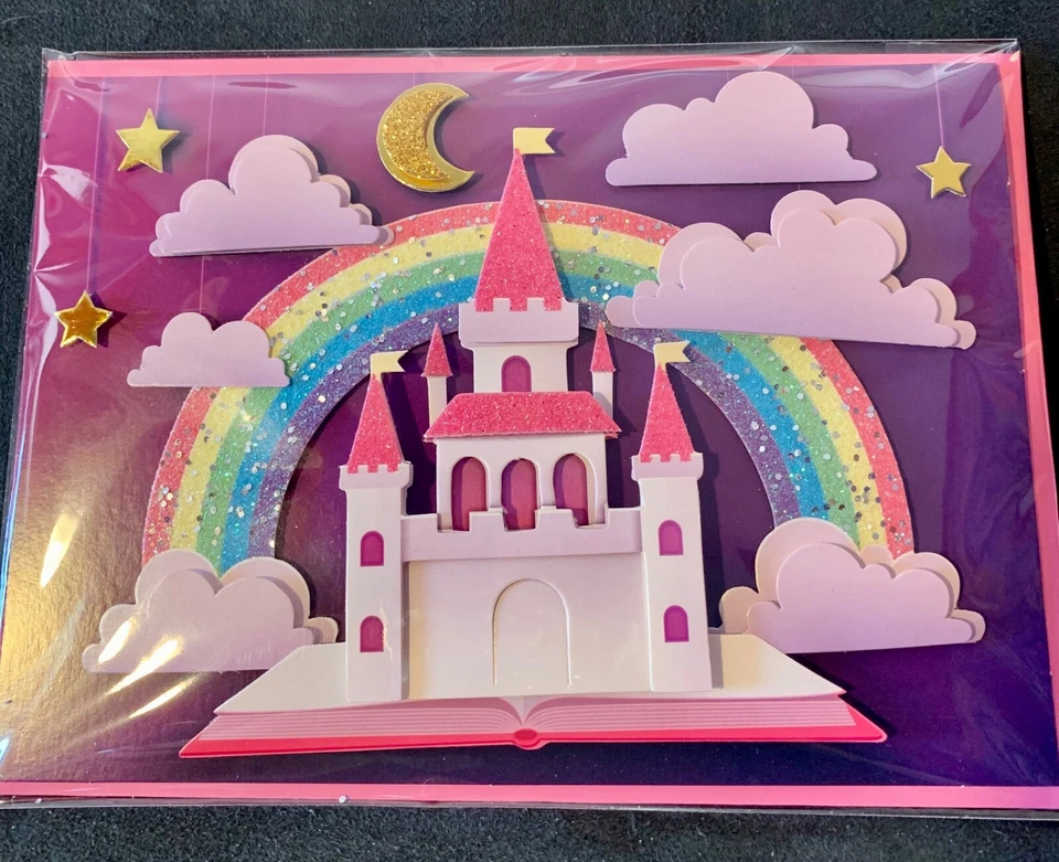 Birthday Card 3D Princess Castle Dreamworld Rainbow! Gorgeous! - Image 3 of 4