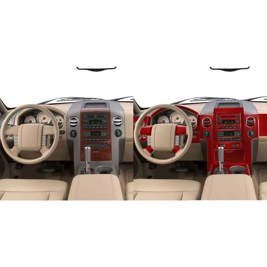 58Pcs Red Carbon Fiber Kits Full Interior Trim Cover For Ford F-150 FX4 2004-08
