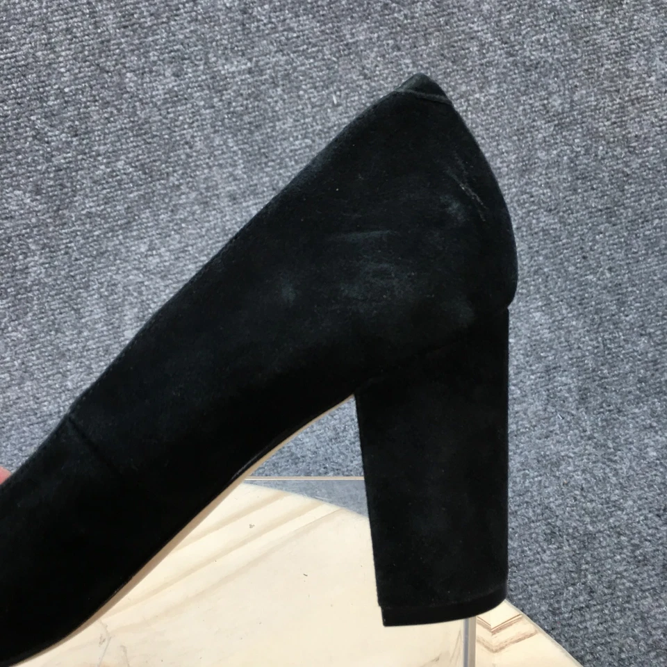 Lands End Heels Womens 7.5 B Casual Slip On Block Heel Pumps Black Suede Leather - Image 3 of 4