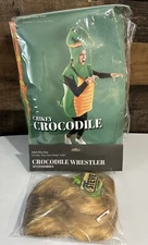 2 Costumes Crocodile Hunter Wrestler AND Crocodile Adult Accessories  One Size