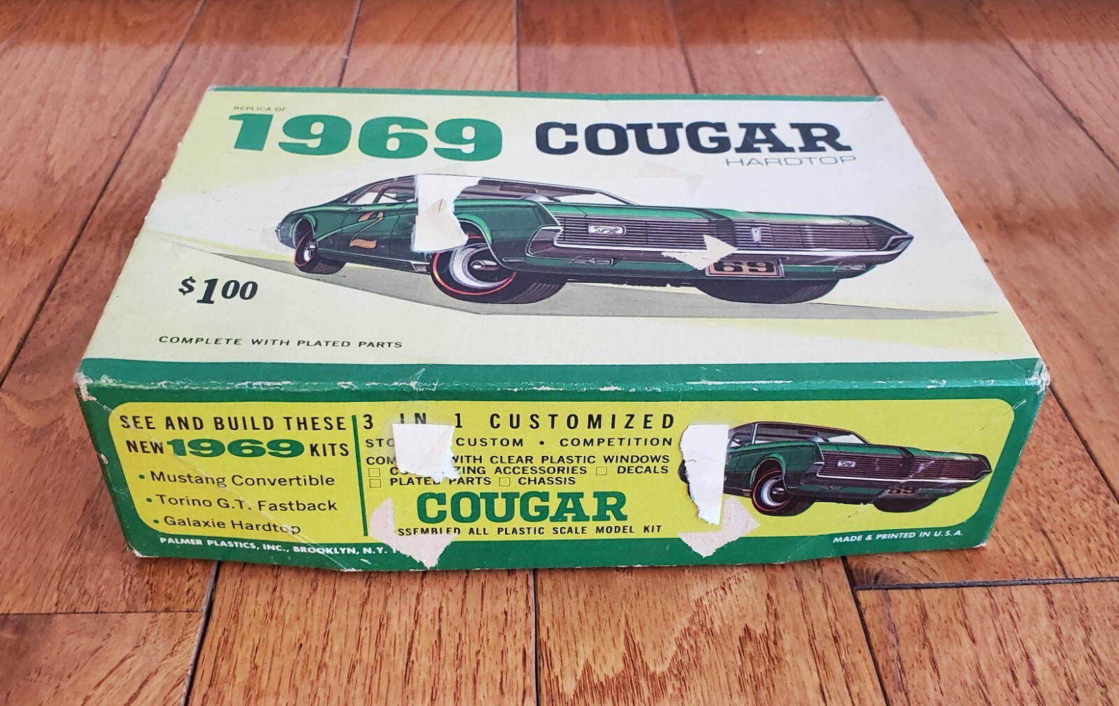 VINTAGE 1969 COUGAR XR7 MODEL KIT PALMER PLASTICS INC BROOKLYN NY (BOX
