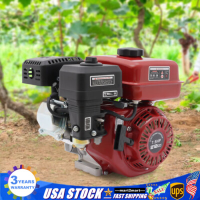 US 7.5HP Motor 4 Stroke Gas Powered Portable Engine 212cc Air Cooling Pull Start
