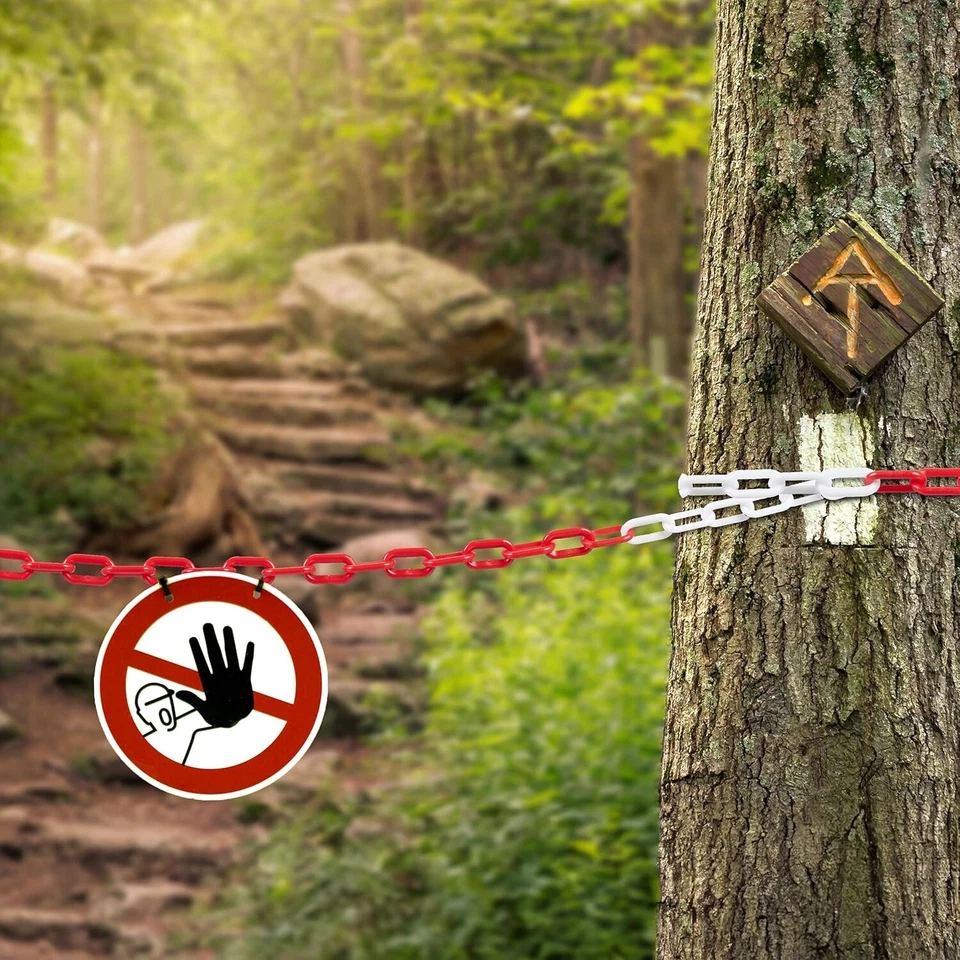 Catena Plastica Rossa e Bianca, Barriera Parcheggio, Segnaletica Stradale 5/100m - Immagine 3 di 4