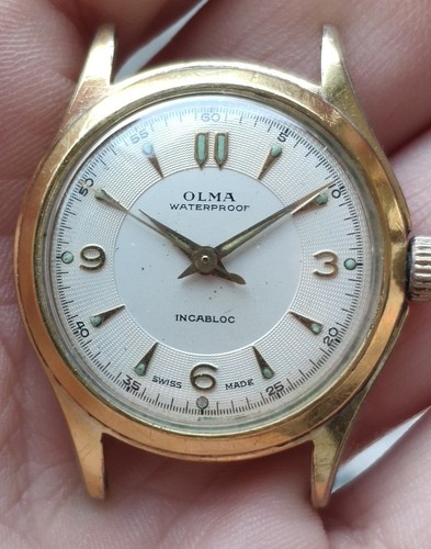 Vintage men's Olma waterproof hand-winding watch small size-31 mm - Afbeelding 1 van 10