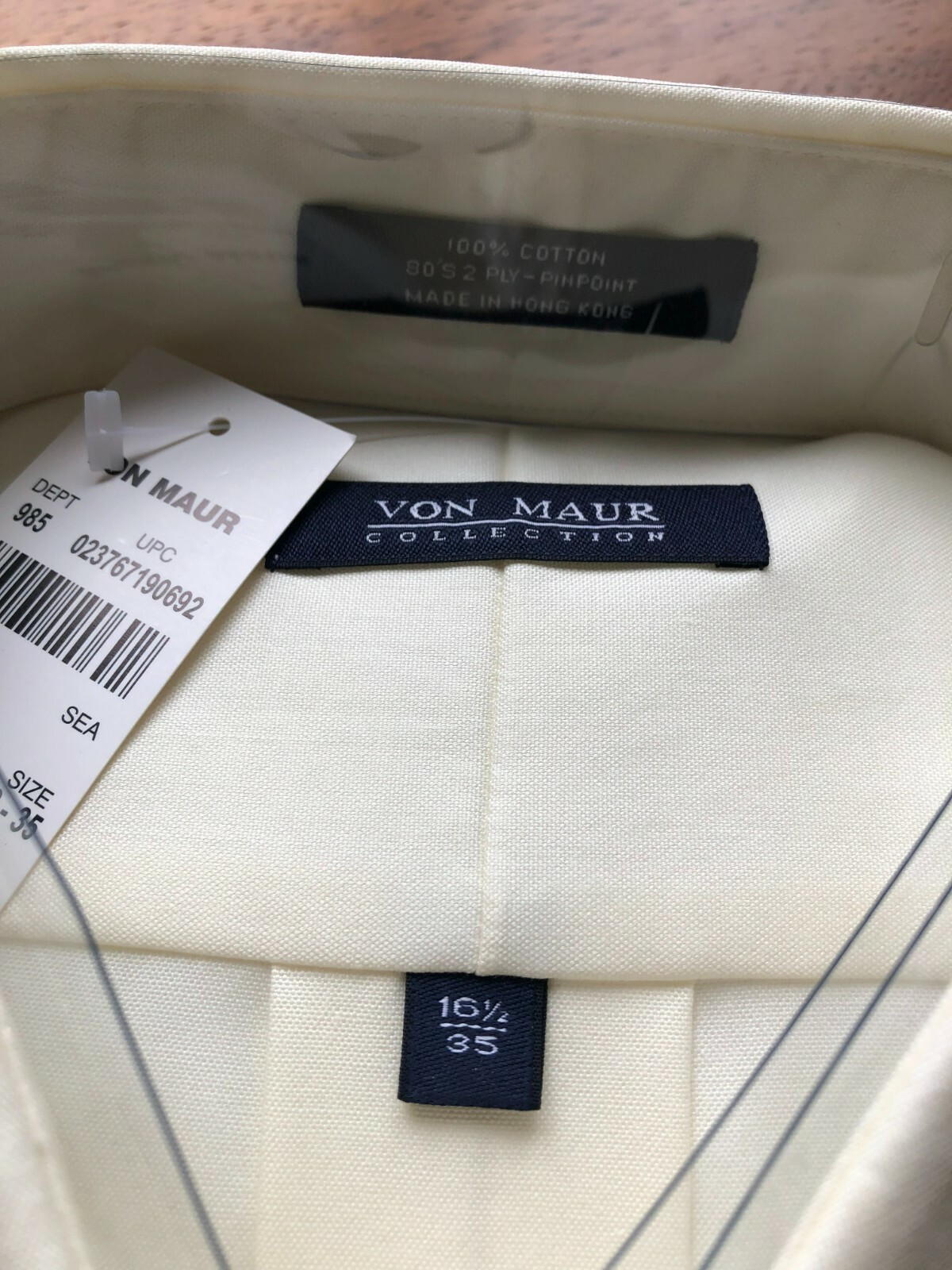 NWT Von Maur Ecru Men's Dress Shirt 16.5/35 eBay