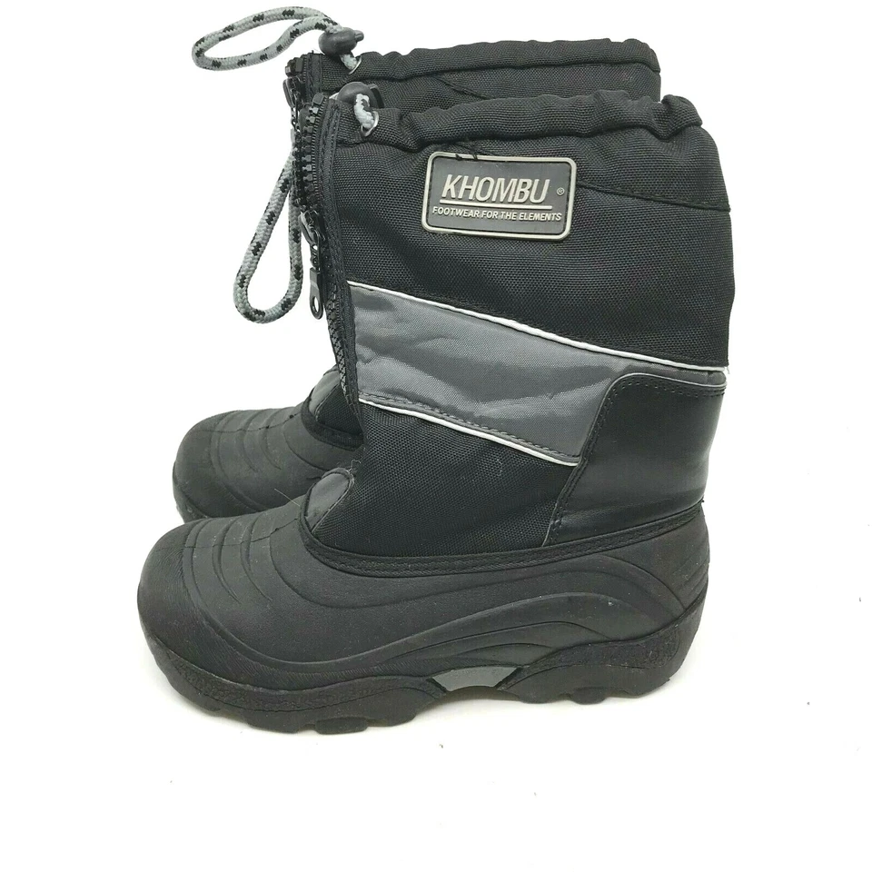Botas de neve/inverno KHOMBU preto/cinza juvenil tamanho 1 impermeável com zíper [S3] - Imagem 2 de 4