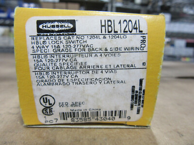 Hubbell HBL1204L Lock Switch 4-Way 120-277V With Key NEW!!! in Box Free Shipping