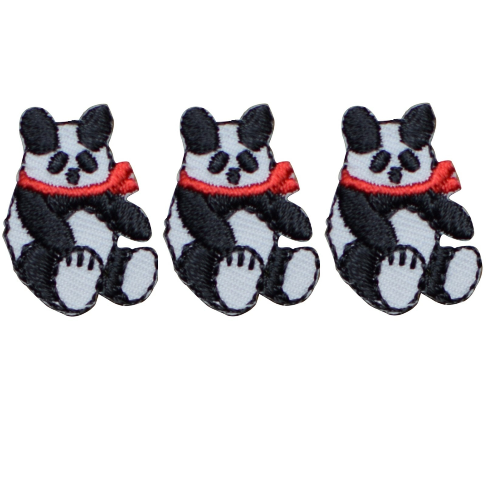 Mini Panda Applique Patch Bear, Scarf, Zookeeper Badge 1" (3Pack