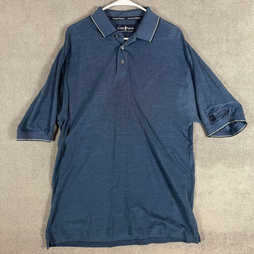 Arnold Palmer Golf Polo Shirt Mens Short Sleeve Large L Solid Blue Embroidered