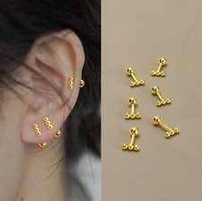 Women Surgical Steel Gold Small Ball Bar Screw Back Stud Earrings Dainty Jewelry