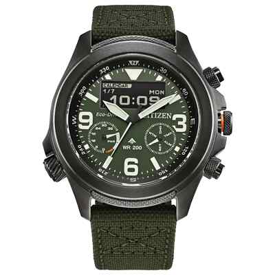 Citizen Men's Eco-Drive Chronograph Alarm Perpetual Green Watch 43MM JV1005-02W