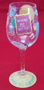 Lolita New Mommy Hand Painted Wine Glass Retired 15 Oz