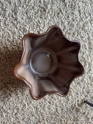 Antique Frankoma Pottery Fluted Planter Bowl Candy Or Nut Variegated Brown F33