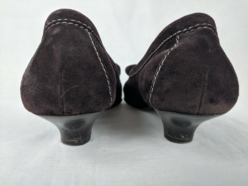 LINEA PAOLO Womens Brown Suede Slip w/ Bow Loafer Pumps Shoes Heels SZ 7.5 N - Picture 7 of 8