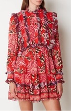 Farm Rio Rio Ruffled Tiered Mini dress Size XXS Red Floral Nwt