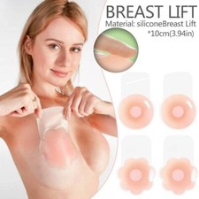 Silicone Nipple Pad Covers Pairs Reusable Adhesive Invisible Push Up Breast