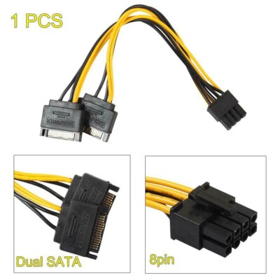 Dual 15 Pin SATA Stecker auf PCIe 8 Pin (6+2) Stecker Video Grafikkarte Stromkabel