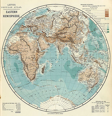 1883 Map Eastern Hemisphere Vintage History Wall Art Poster Home School Office