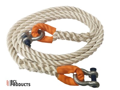 24 mm Nylon 12 Tonnen Abschleppseil - 5 m lang - 4x4 Bergeseil mit Bügelschäkeln