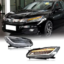 HCmotion LED Headlights For Honda Accord 2013-2017 Sequential Turn Signal Pair