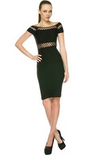 Banded Bodycon Seamless Cut-out Dress -Black